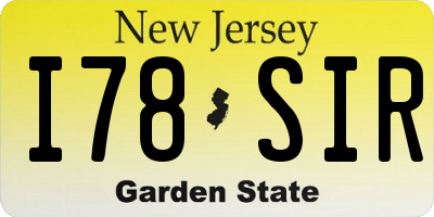 NJ license plate I78SIR