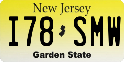 NJ license plate I78SMW