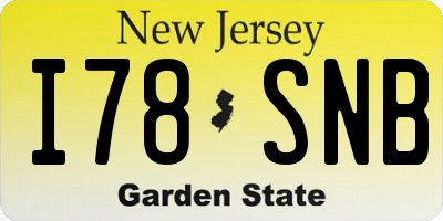 NJ license plate I78SNB