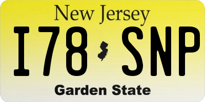 NJ license plate I78SNP