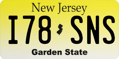 NJ license plate I78SNS
