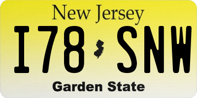 NJ license plate I78SNW