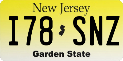 NJ license plate I78SNZ