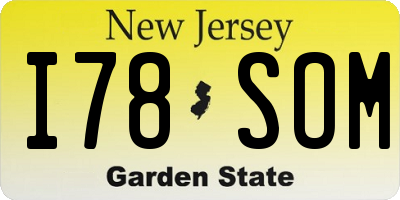 NJ license plate I78SOM