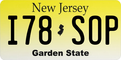 NJ license plate I78SOP