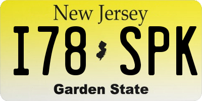NJ license plate I78SPK