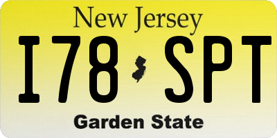 NJ license plate I78SPT