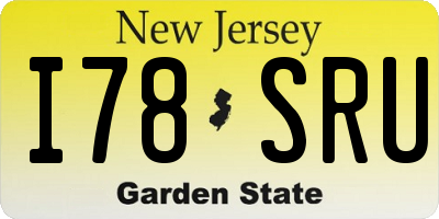 NJ license plate I78SRU