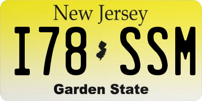 NJ license plate I78SSM