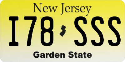 NJ license plate I78SSS