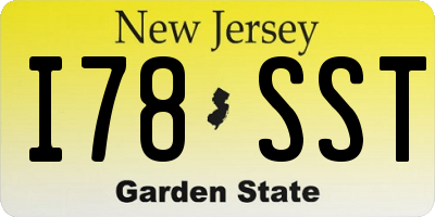 NJ license plate I78SST