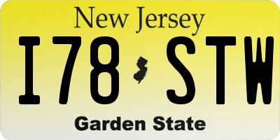 NJ license plate I78STW