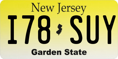 NJ license plate I78SUY