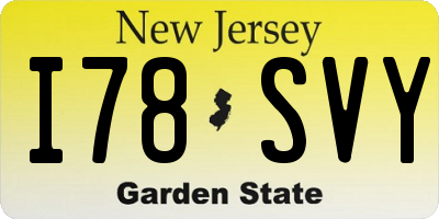 NJ license plate I78SVY