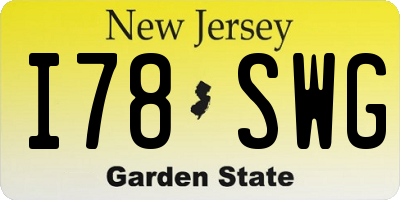 NJ license plate I78SWG