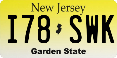 NJ license plate I78SWK