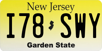 NJ license plate I78SWY