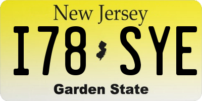 NJ license plate I78SYE