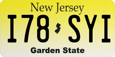 NJ license plate I78SYI