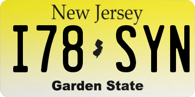 NJ license plate I78SYN