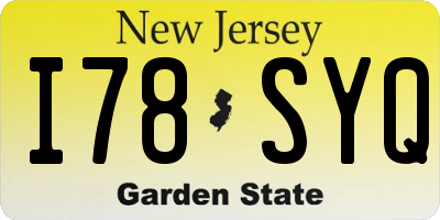 NJ license plate I78SYQ