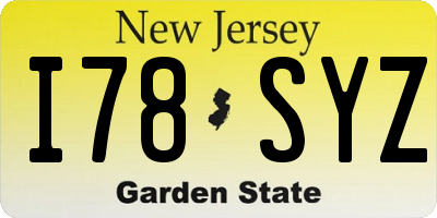 NJ license plate I78SYZ