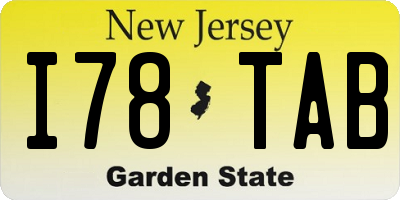 NJ license plate I78TAB