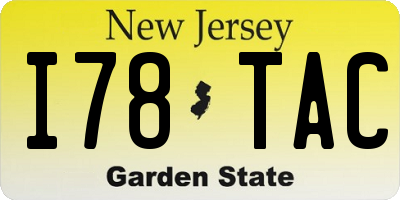 NJ license plate I78TAC