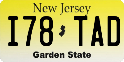 NJ license plate I78TAD