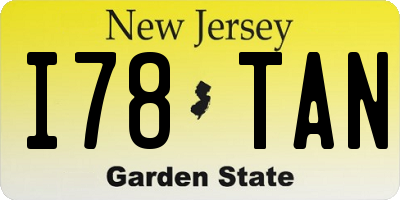 NJ license plate I78TAN