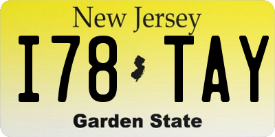 NJ license plate I78TAY
