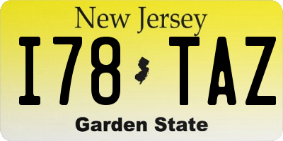 NJ license plate I78TAZ