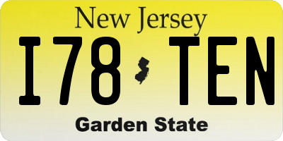 NJ license plate I78TEN