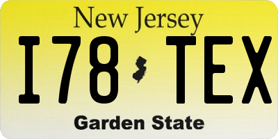 NJ license plate I78TEX