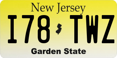 NJ license plate I78TWZ