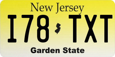 NJ license plate I78TXT