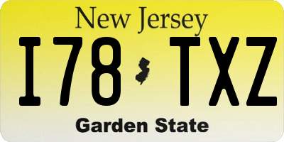 NJ license plate I78TXZ
