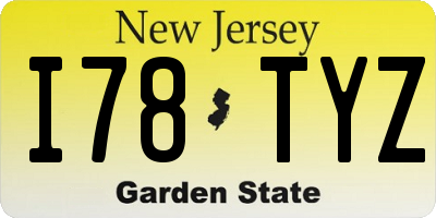 NJ license plate I78TYZ