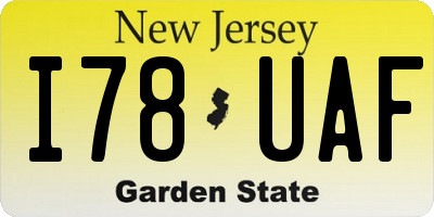 NJ license plate I78UAF