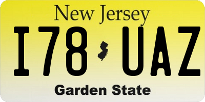 NJ license plate I78UAZ