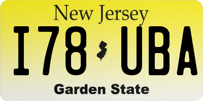 NJ license plate I78UBA