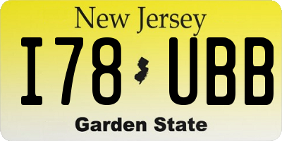NJ license plate I78UBB