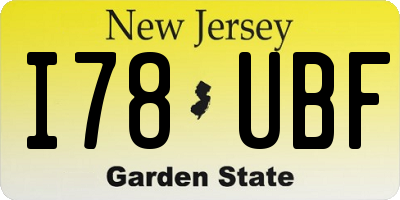 NJ license plate I78UBF