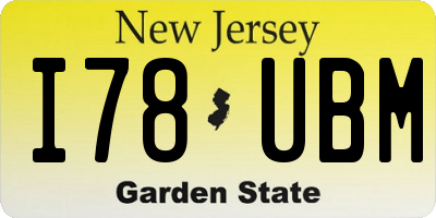 NJ license plate I78UBM