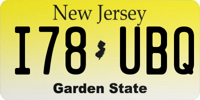 NJ license plate I78UBQ