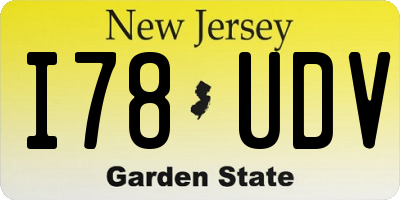 NJ license plate I78UDV