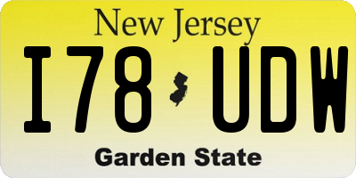 NJ license plate I78UDW