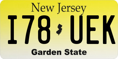 NJ license plate I78UEK