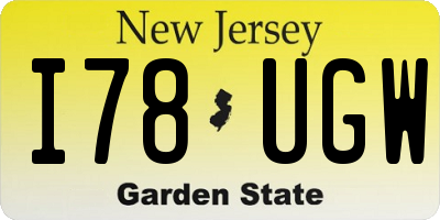 NJ license plate I78UGW
