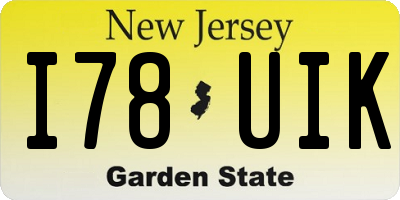 NJ license plate I78UIK